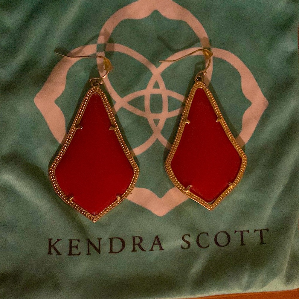 Kendra Scott Alex Gold Drop Earrings in Red Opaque Glass